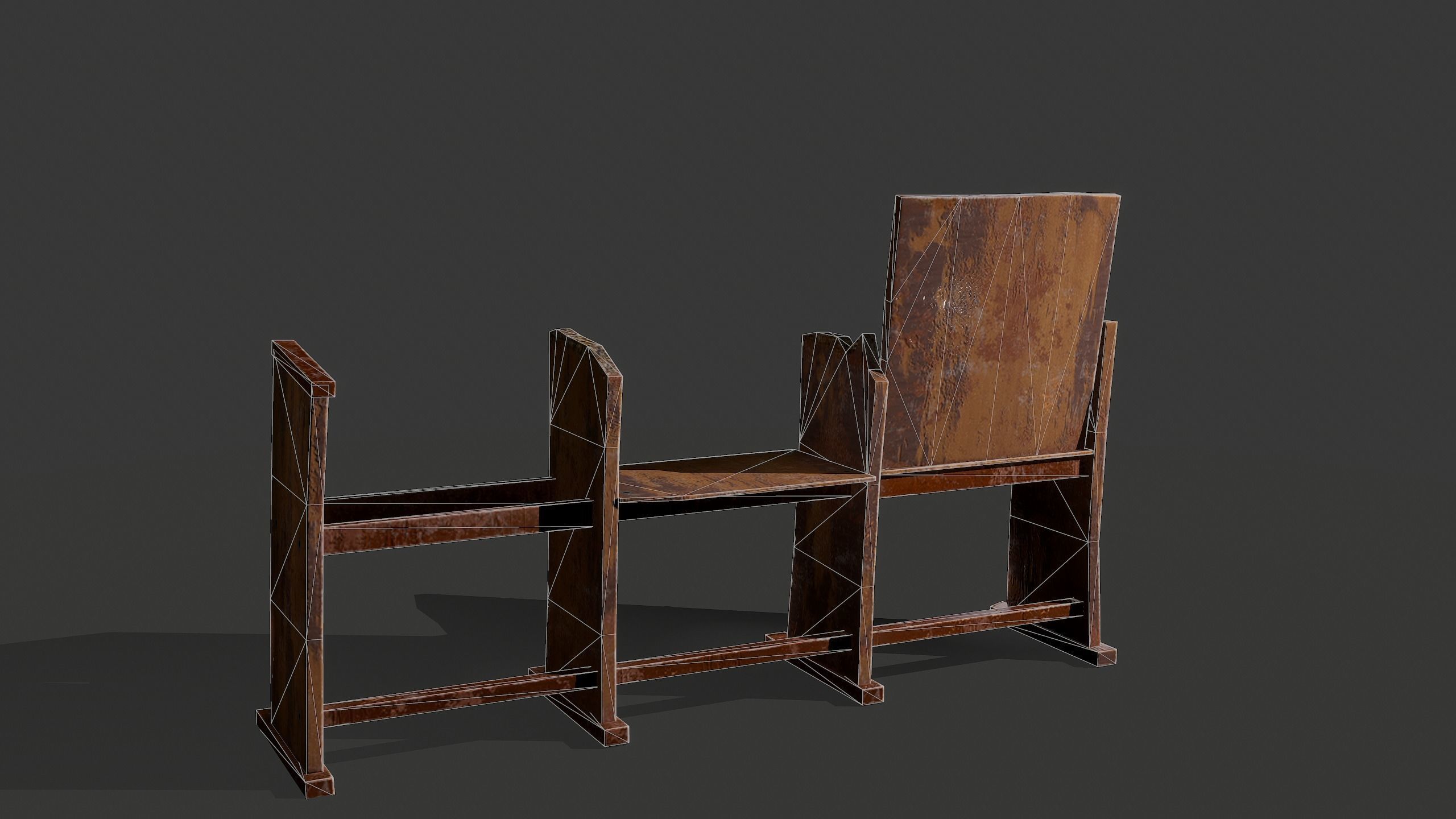 Wooden Chairs Low-poly 3D model_3