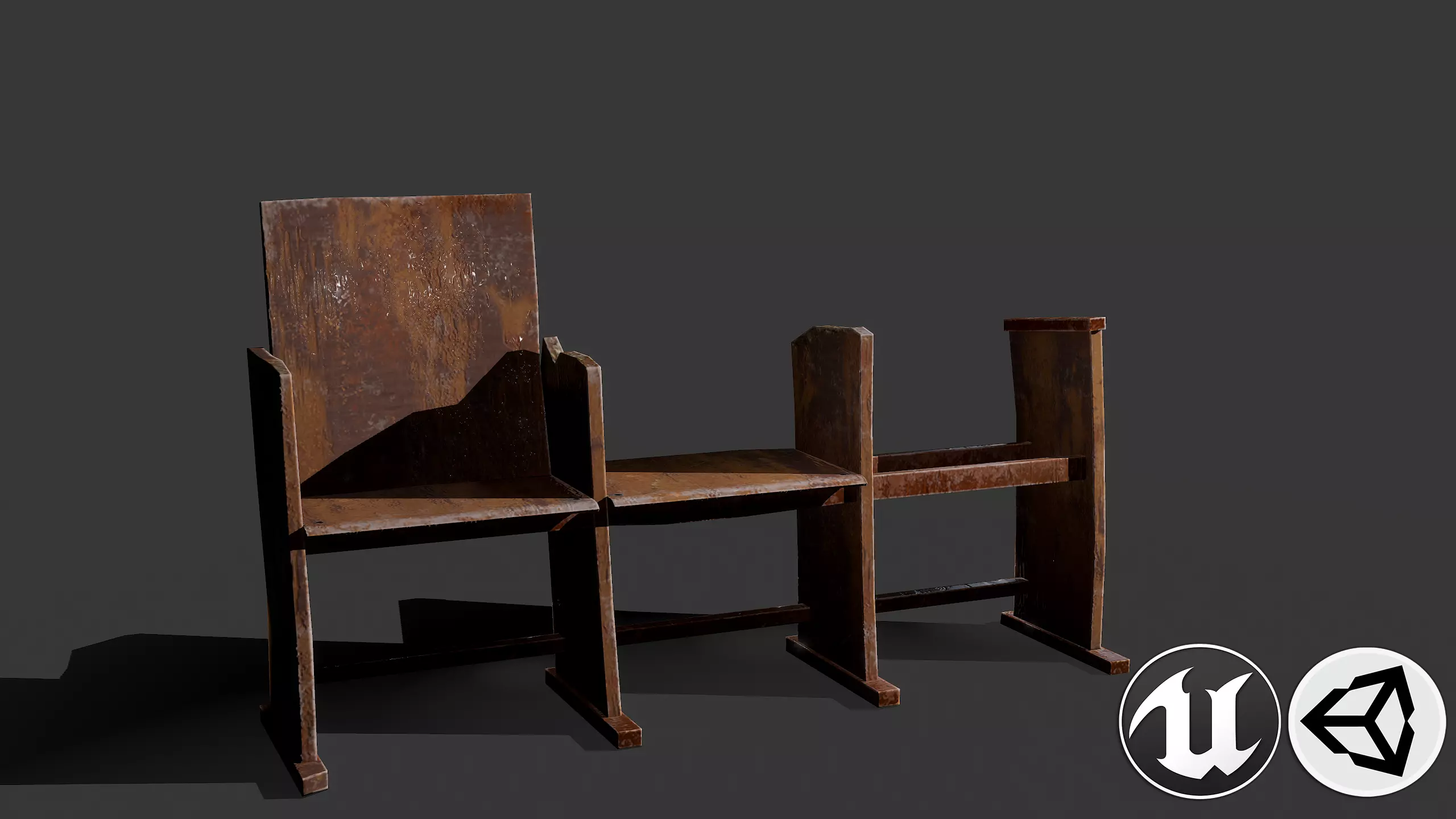 Wooden Chairs Low-poly 3D model_0