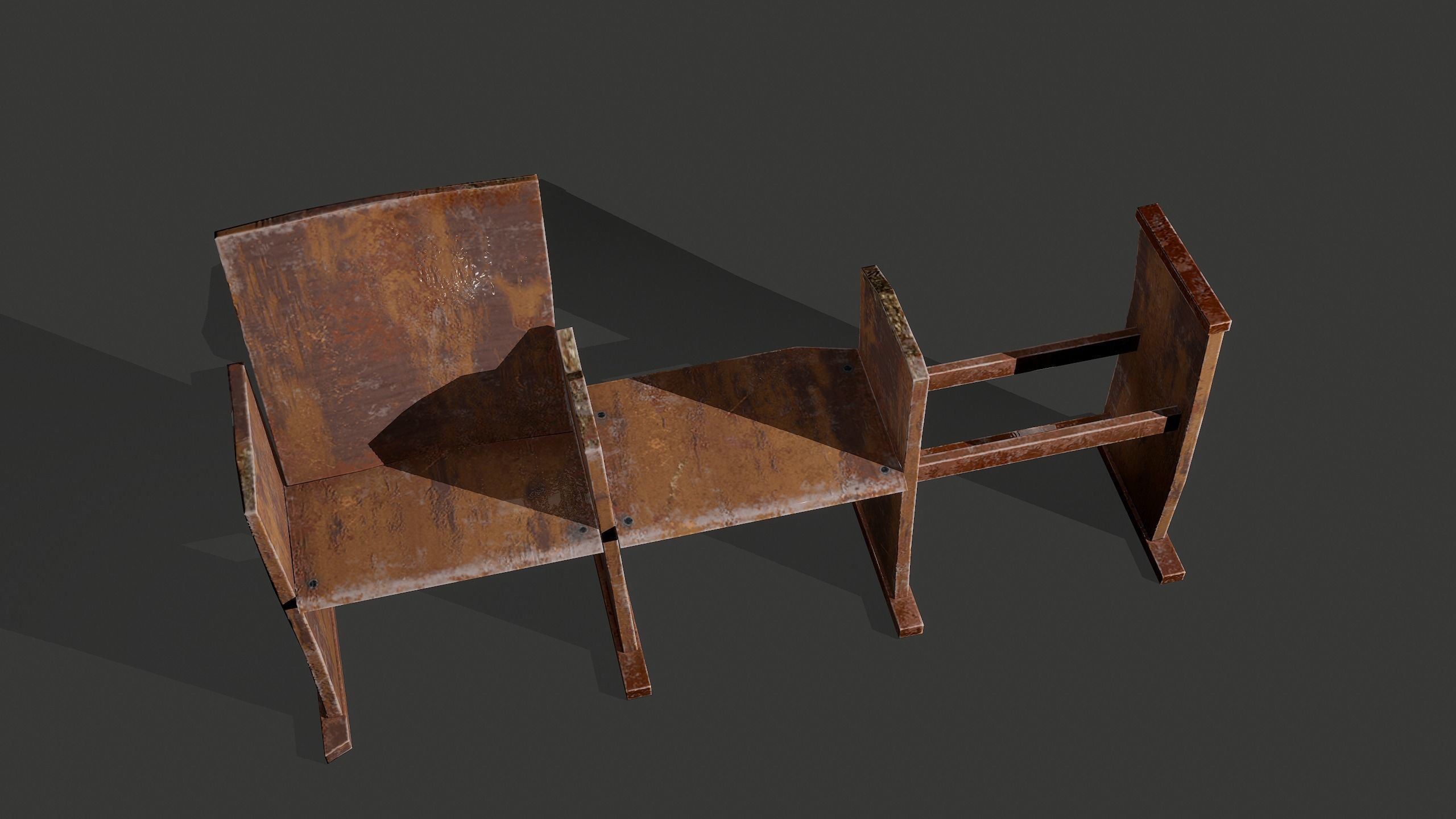 Wooden Chairs Low-poly 3D model_5