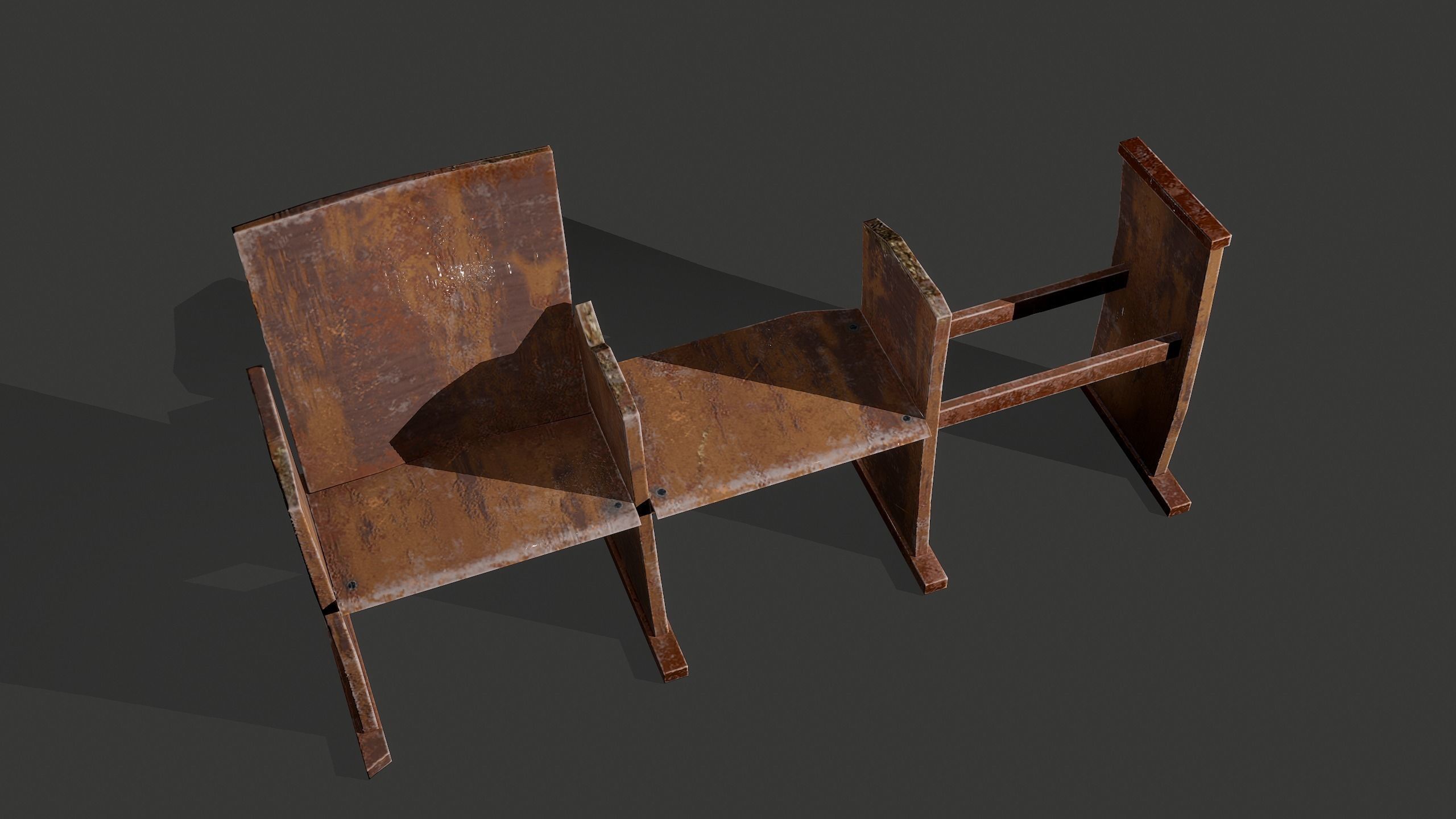 Wooden Chairs Low-poly 3D model_4