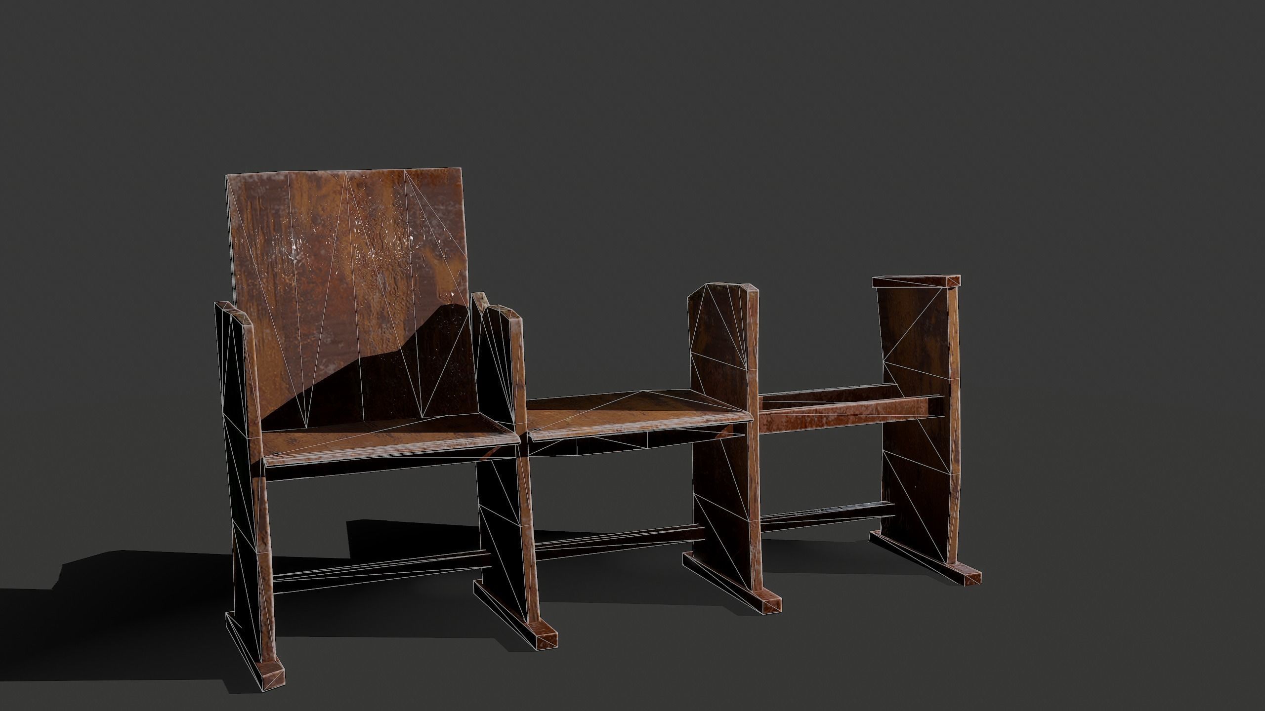 Wooden Chairs Low-poly 3D model_1