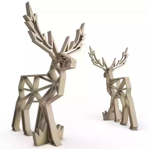 Wooden Deer Sculpture