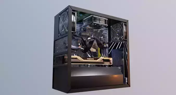gaming pc with graphics card 3D model