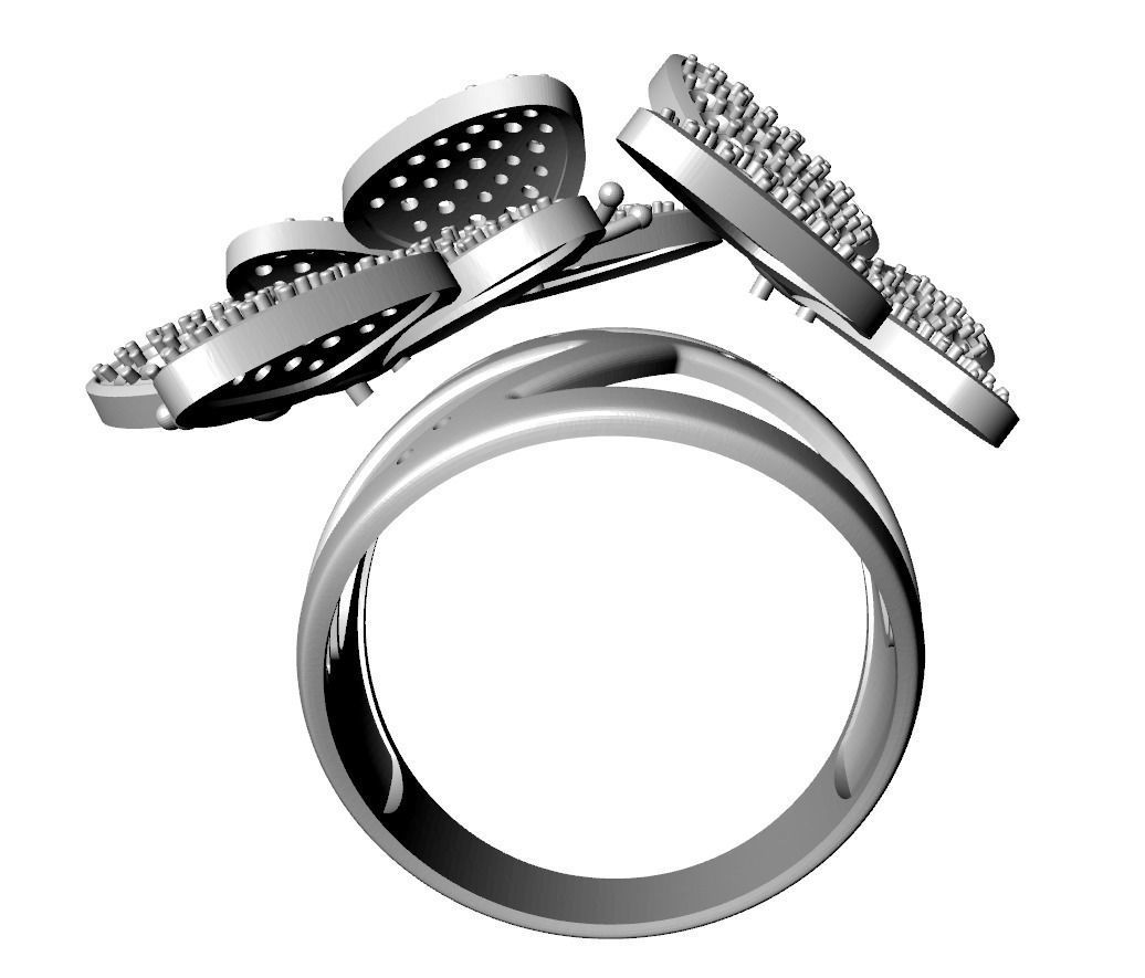 Three butterflies ring 3D print model_4