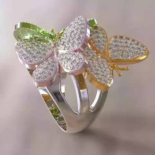 Three butterflies ring