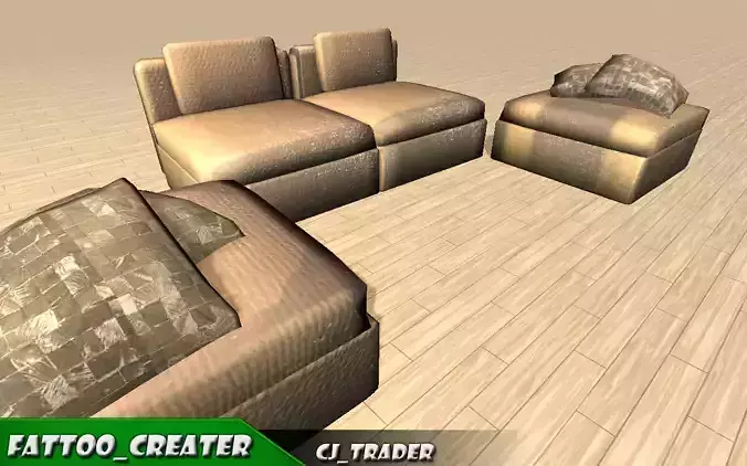 Modern low poly sofa set 3d model