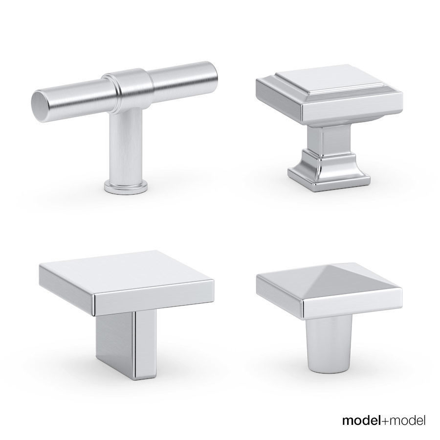 Knobs and cup handles set 3D model_2