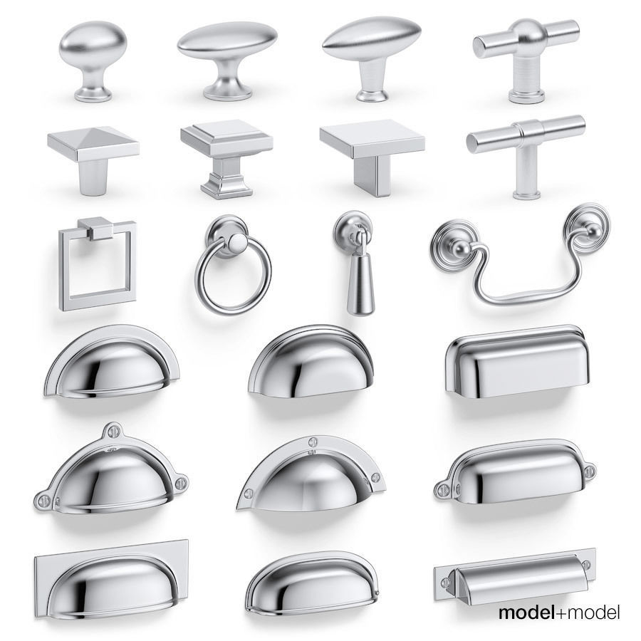Knobs and cup handles set 3D model_0