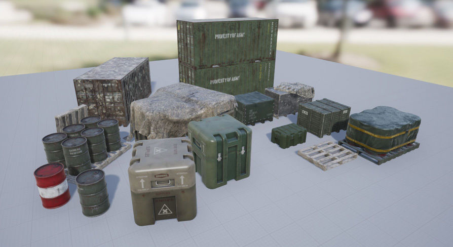 Military Containers and Crates Pack Low-poly 3D model_1
