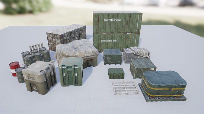 Military Containers and Crates Pack Low-poly 3D model