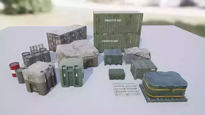 Military Containers and Crates Pack Low-poly 3D model