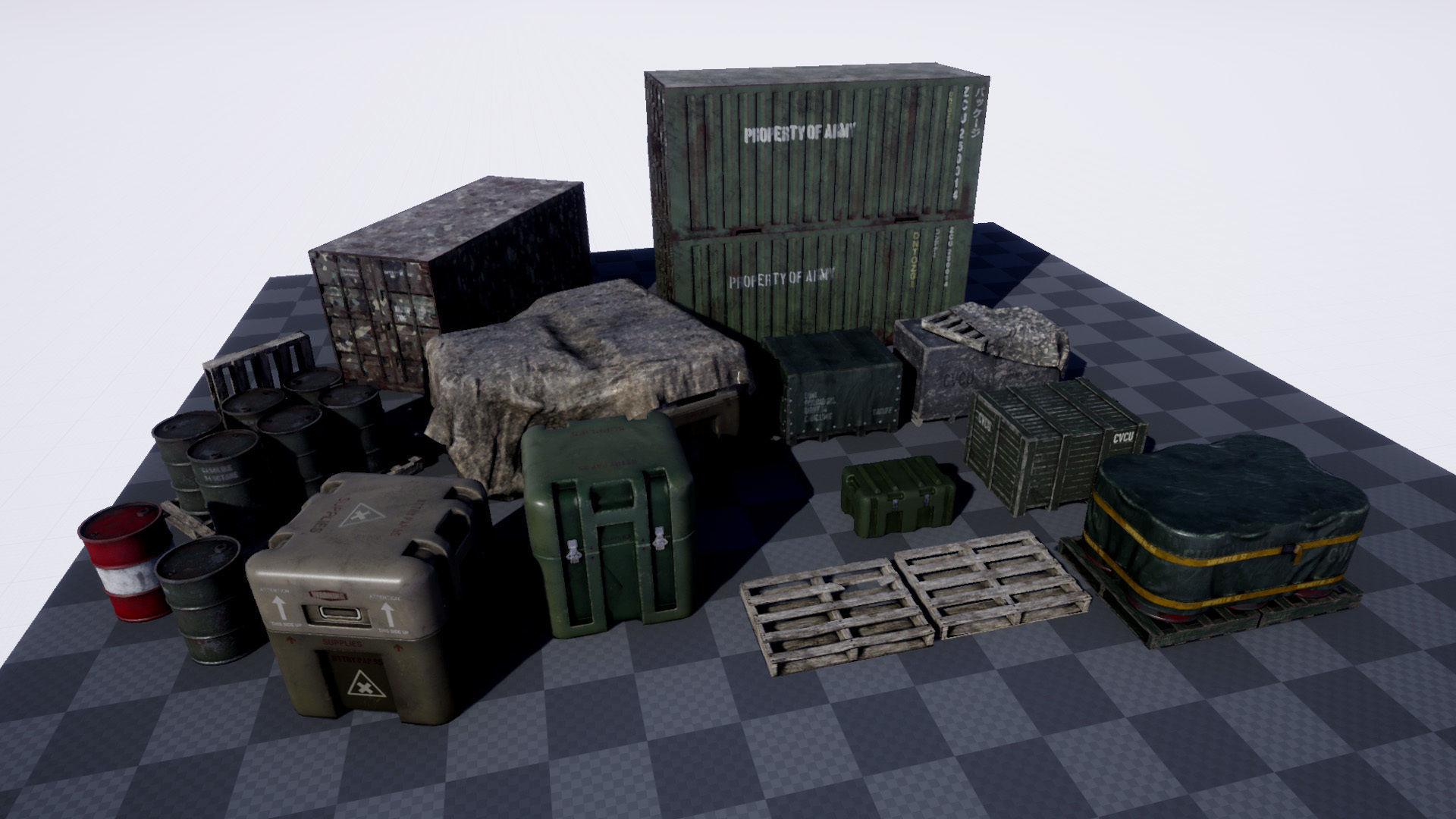 Military Containers and Crates Pack Low-poly 3D model_6