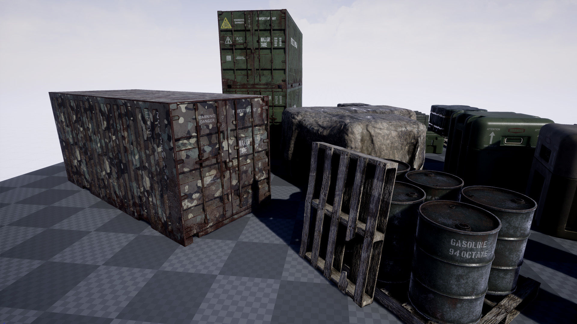Military Containers and Crates Pack Low-poly 3D model_7
