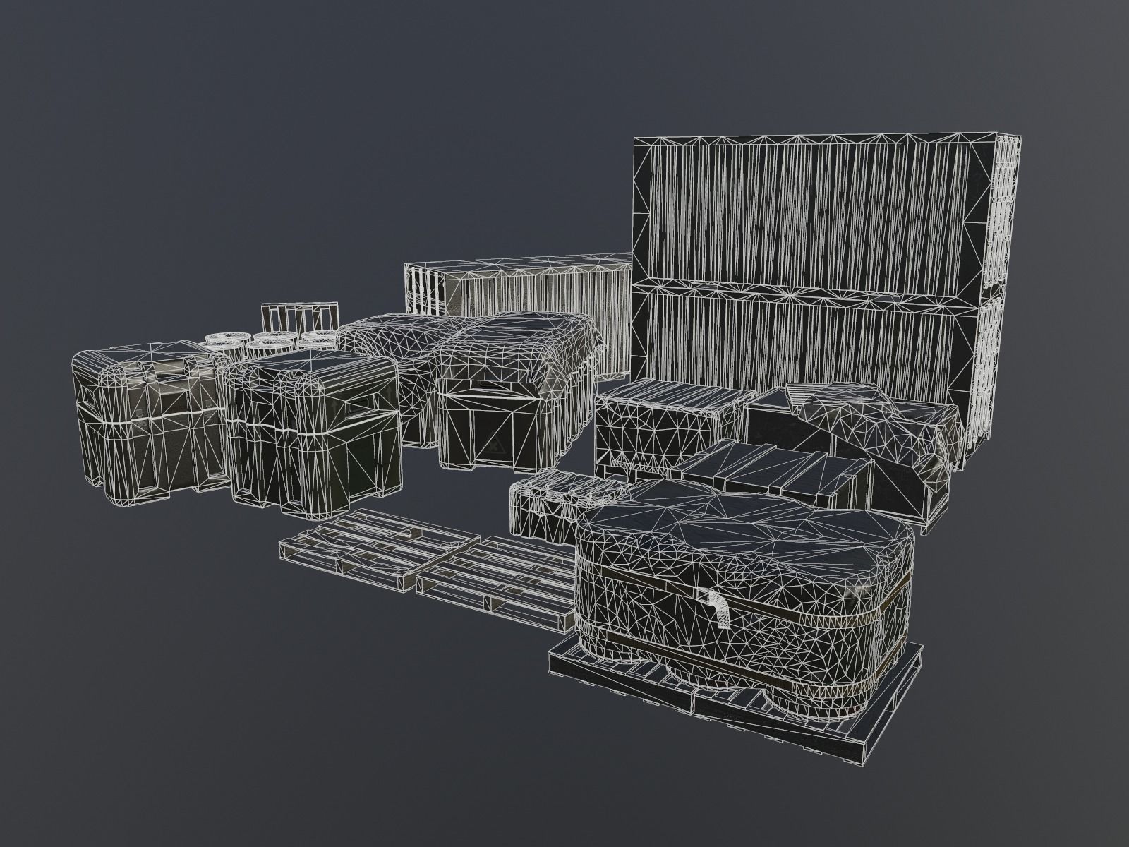 Military Containers and Crates Pack Low-poly 3D model_9