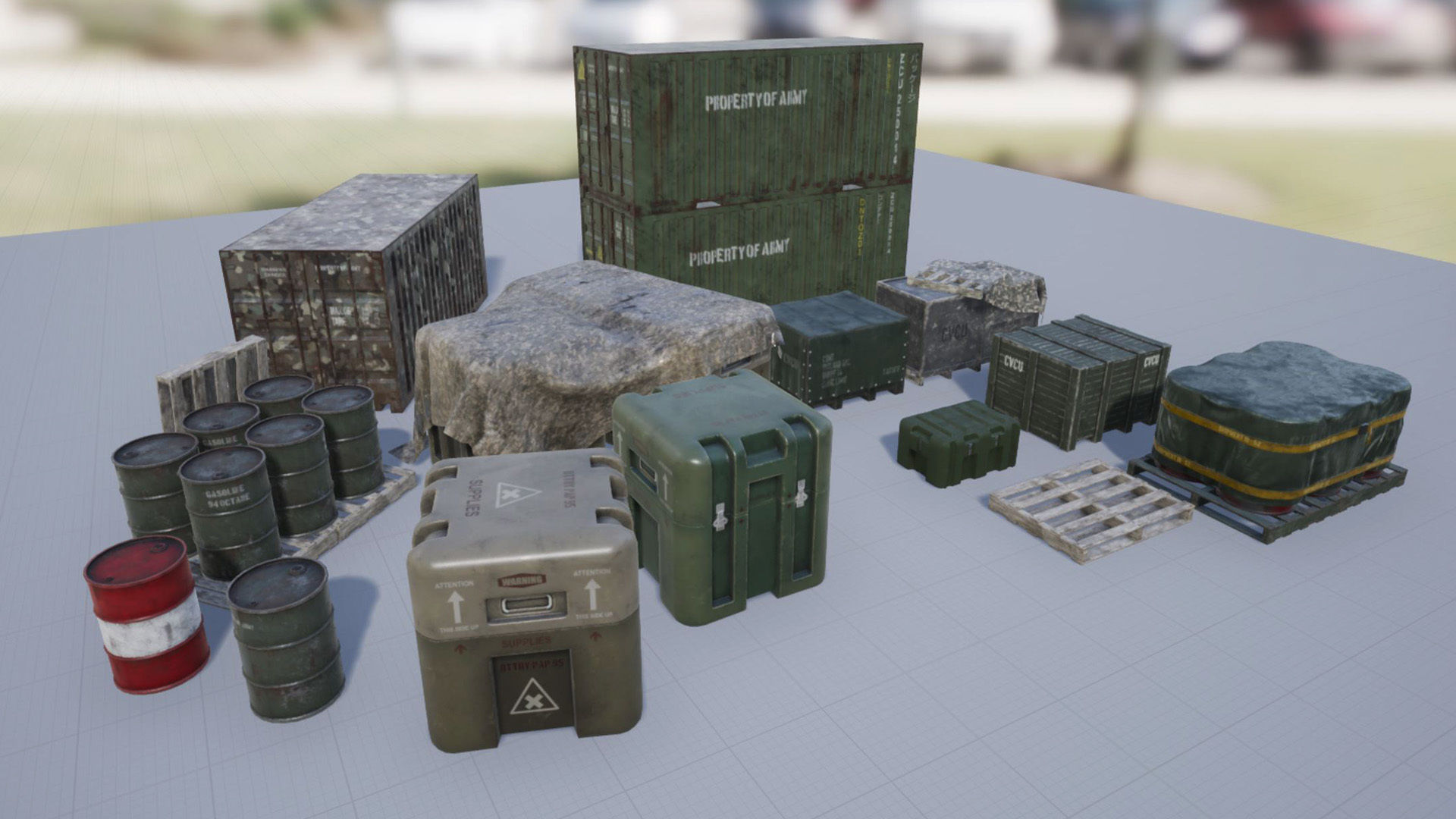 Military Containers and Crates Pack Low-poly 3D model_5