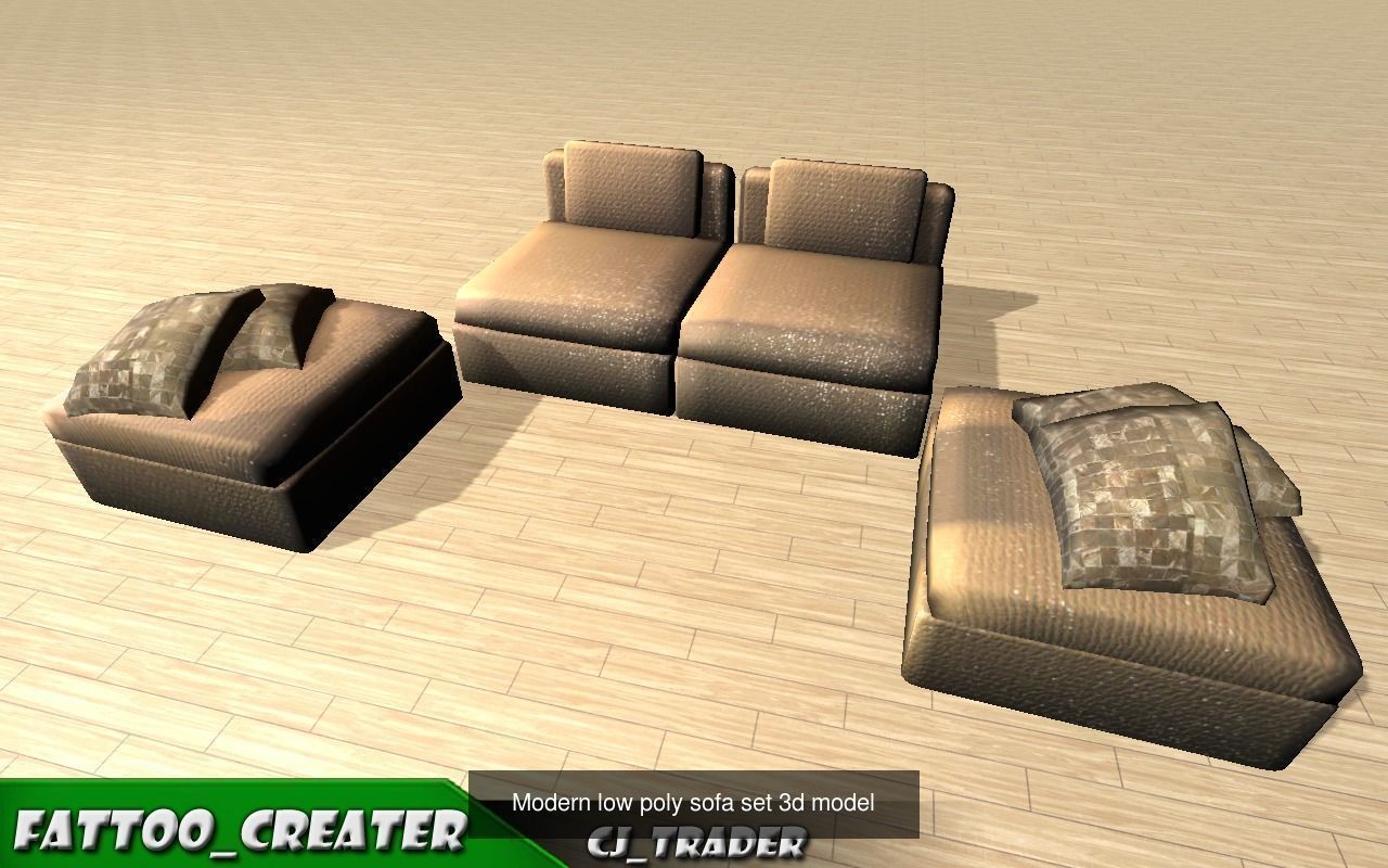 Low Poly Living-Room Sofa Collection 3d models _2