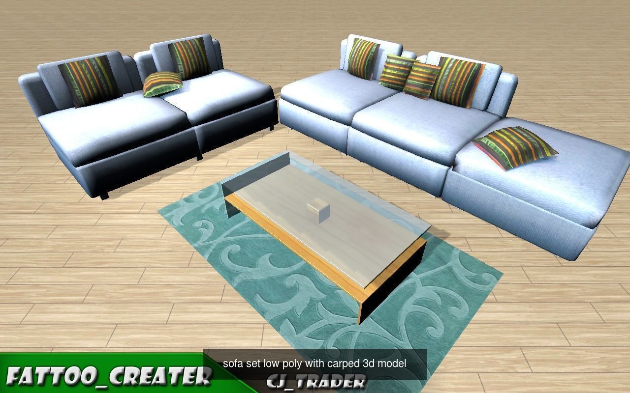 Low Poly Living-Room Sofa Collection 3d models _1