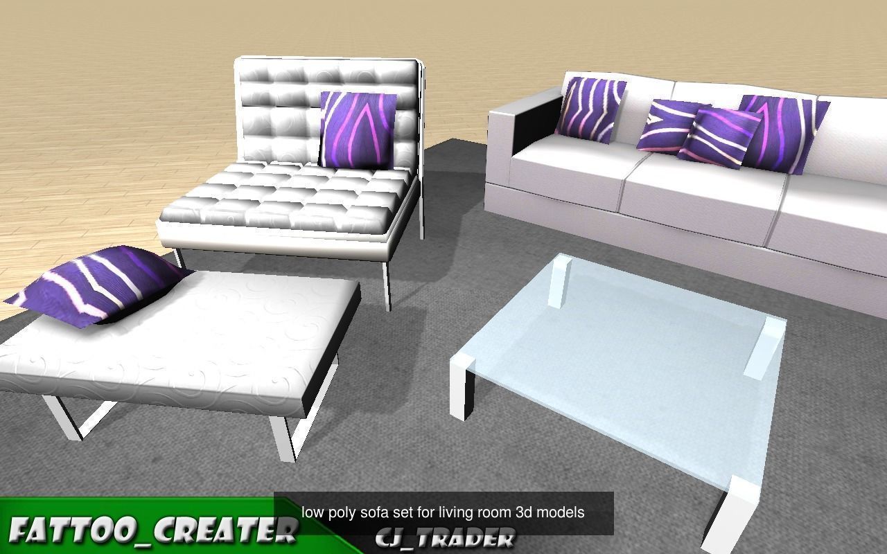 Low Poly Living-Room Sofa Collection 3d models _4