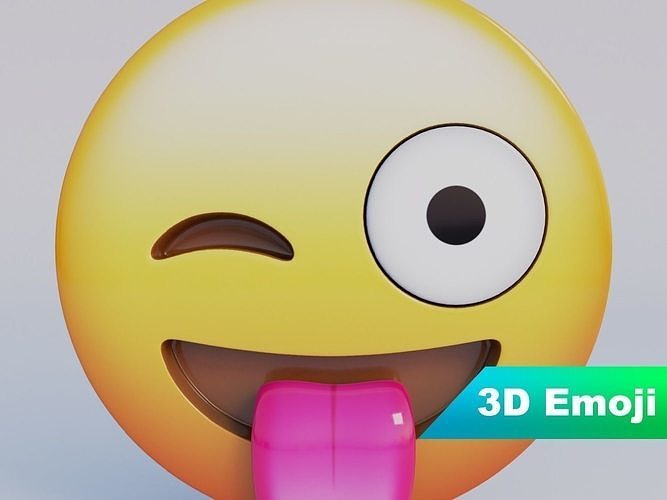 Winking Face With Tongue 3D Emoji Low-poly 3D model