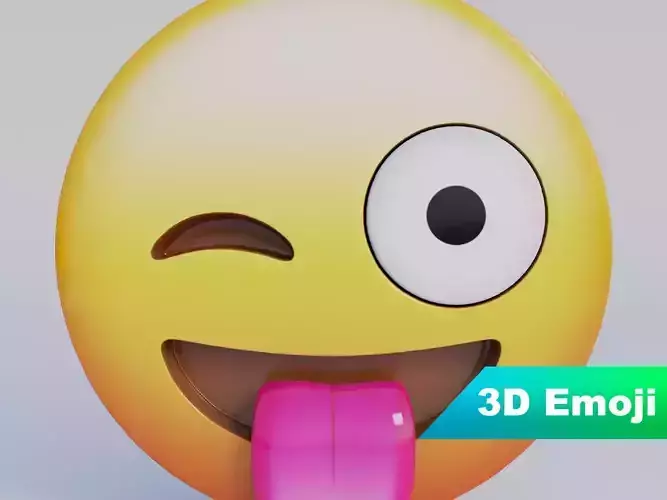 Winking Face With Tongue 3D Emoji