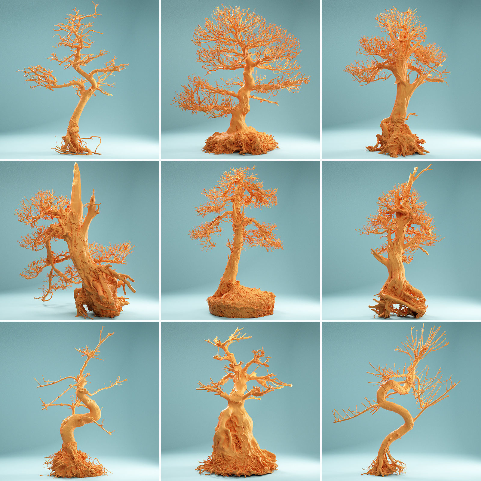 9 RAW SCAN Dead Bonsai Tree High Poly 3D Model Collection_2