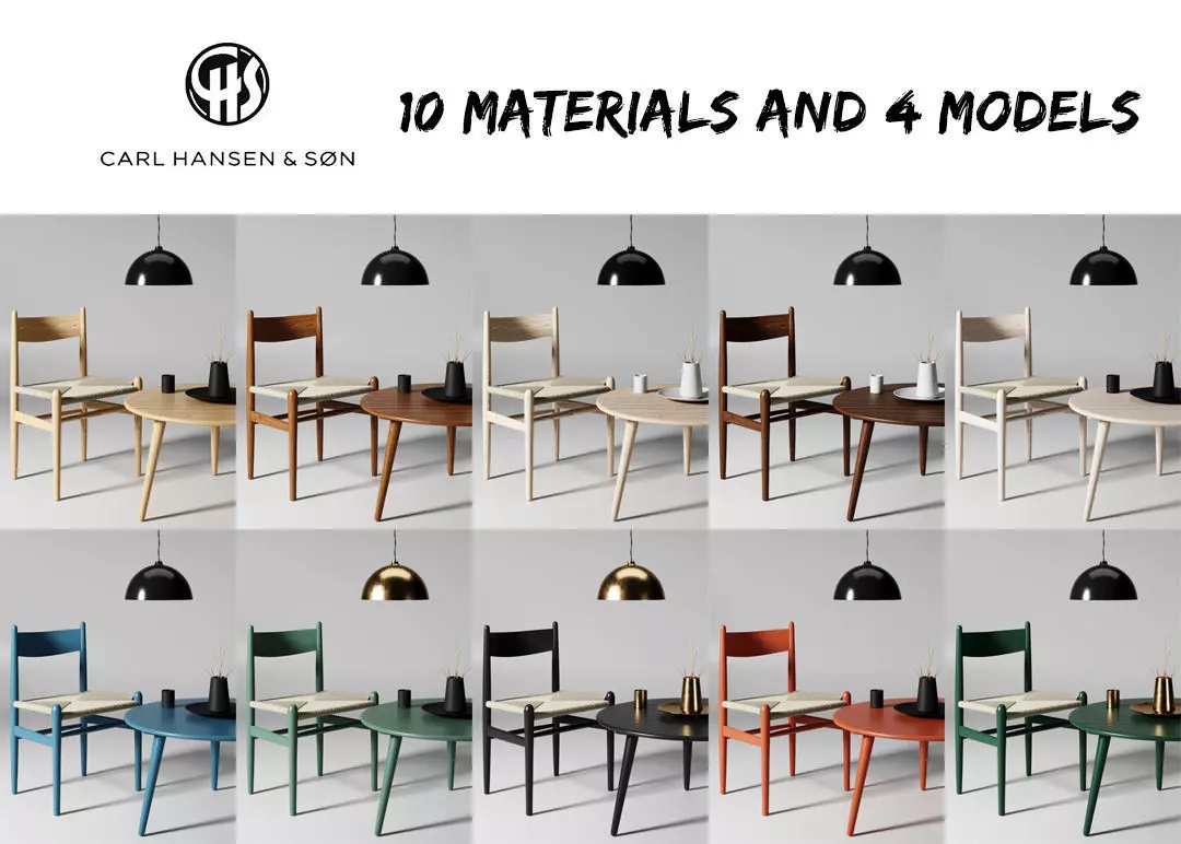 Carl Hansen and Son CH-36 and CH-008 3D model_1