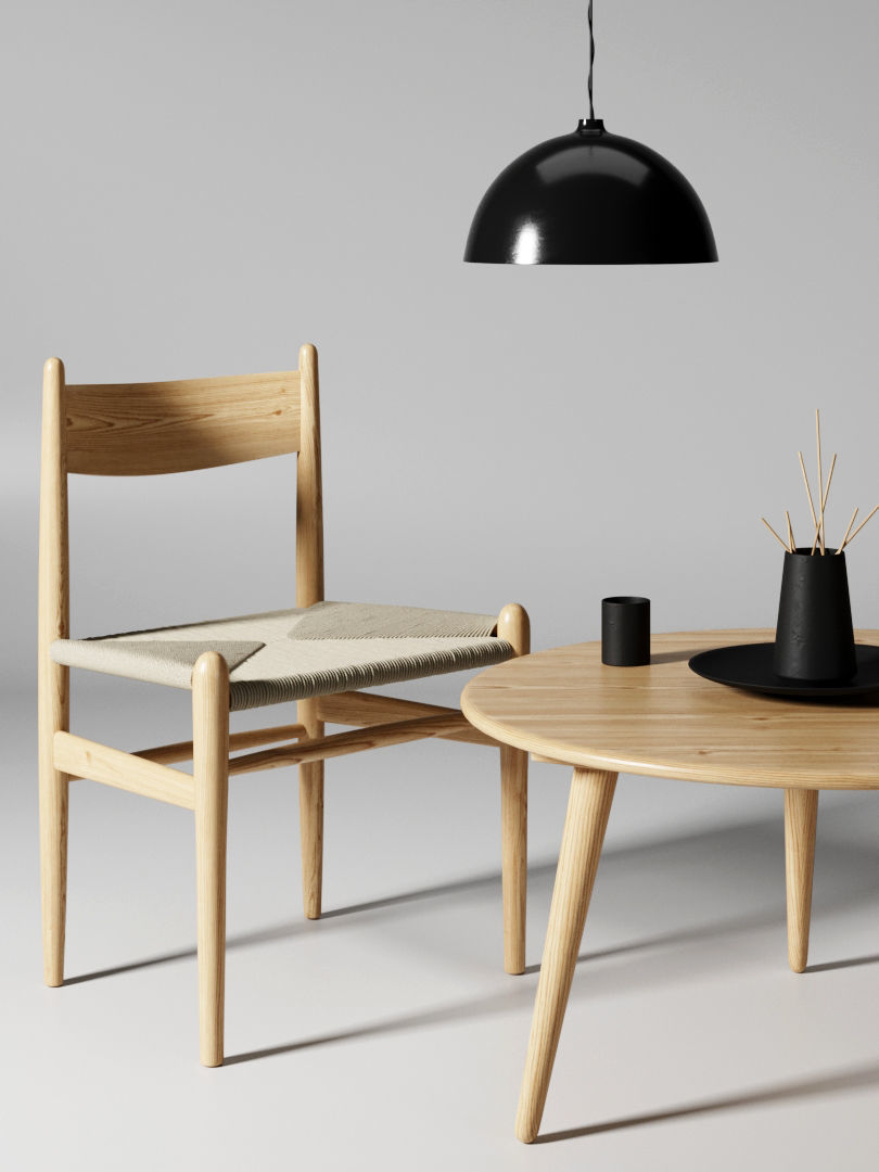 Carl Hansen and Son CH-36 and CH-008 3D model_7