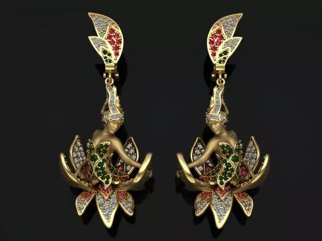 earrings Eclosion print model 3D print model