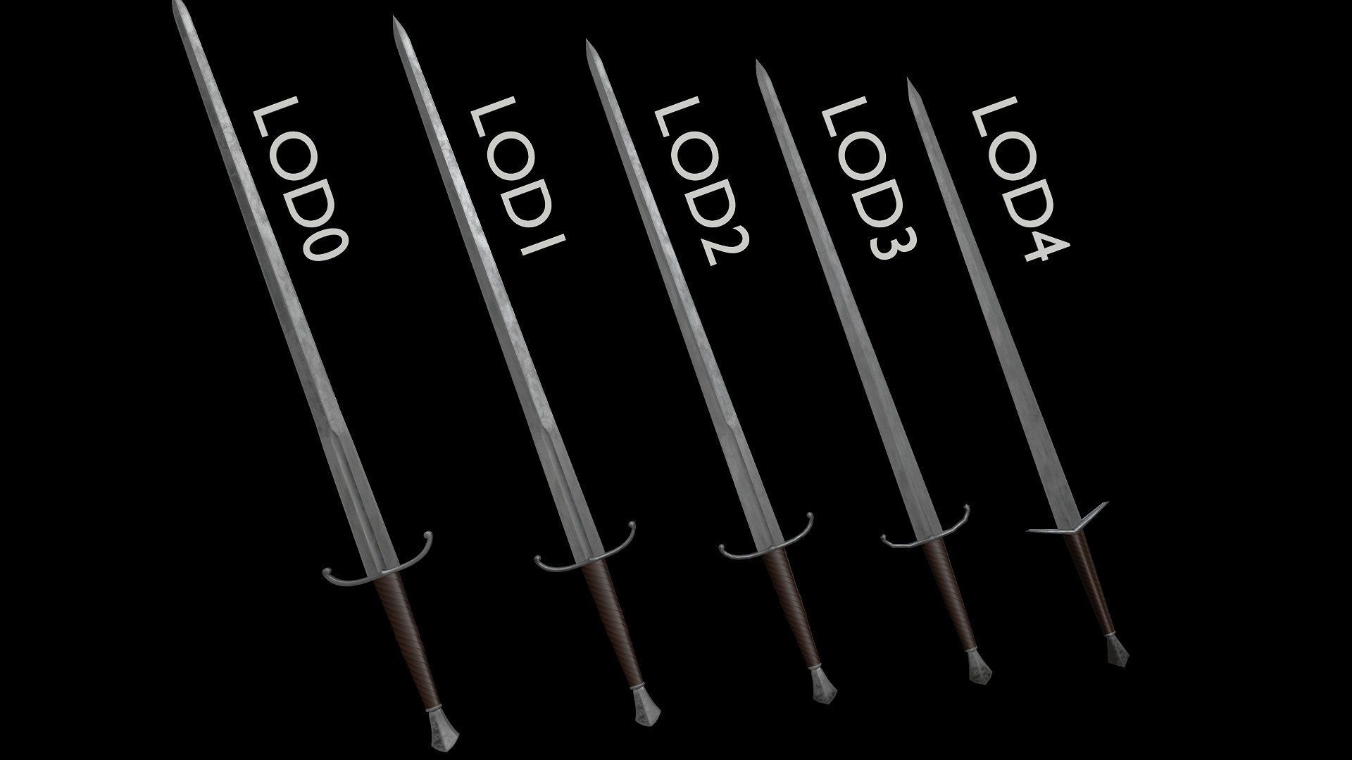 MODULAR MEDIEVAL SWORD Low-poly 3D model_9