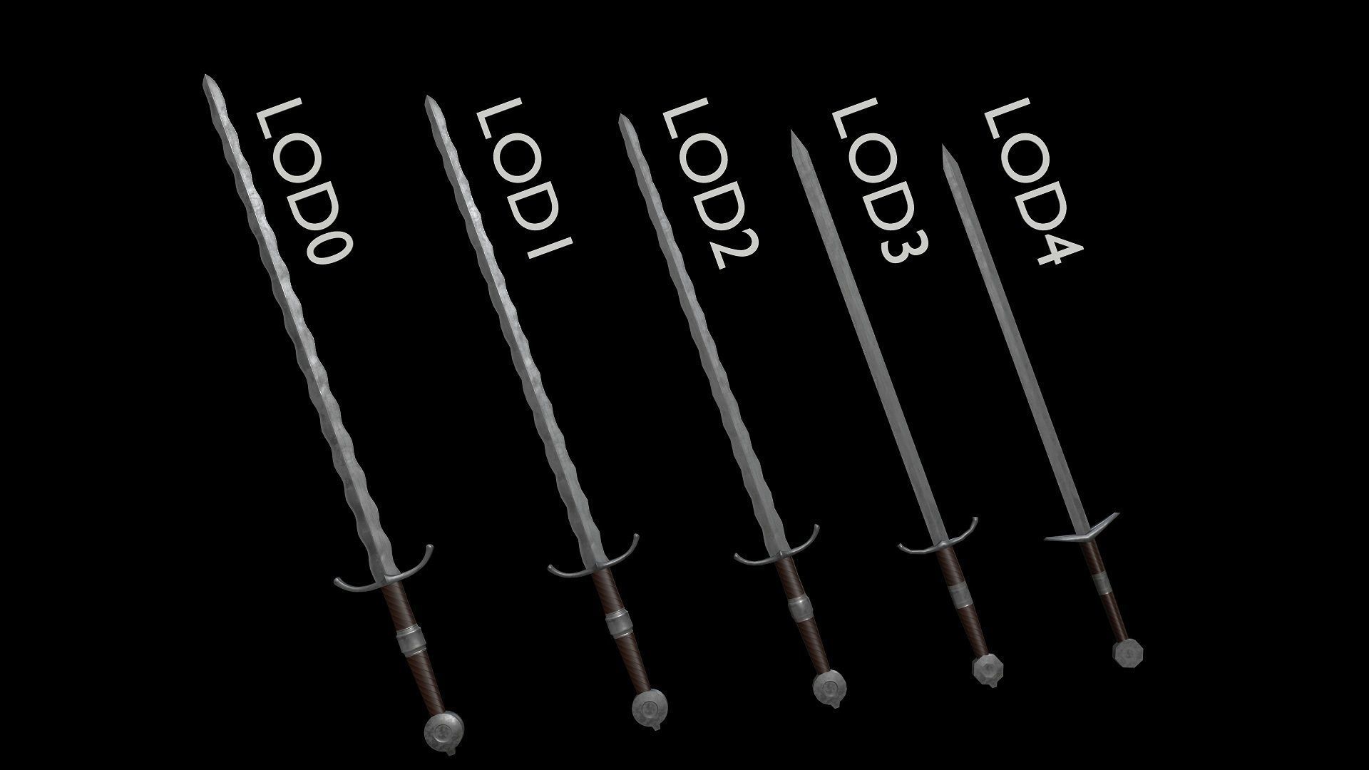 MODULAR MEDIEVAL SWORD Low-poly 3D model_8