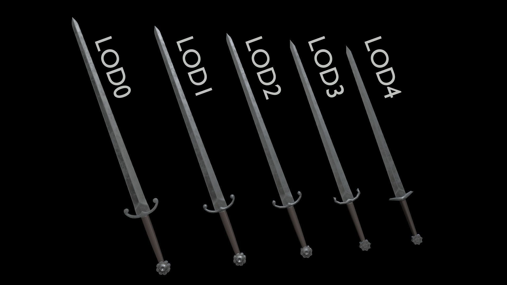 MODULAR MEDIEVAL SWORD Low-poly 3D model_10