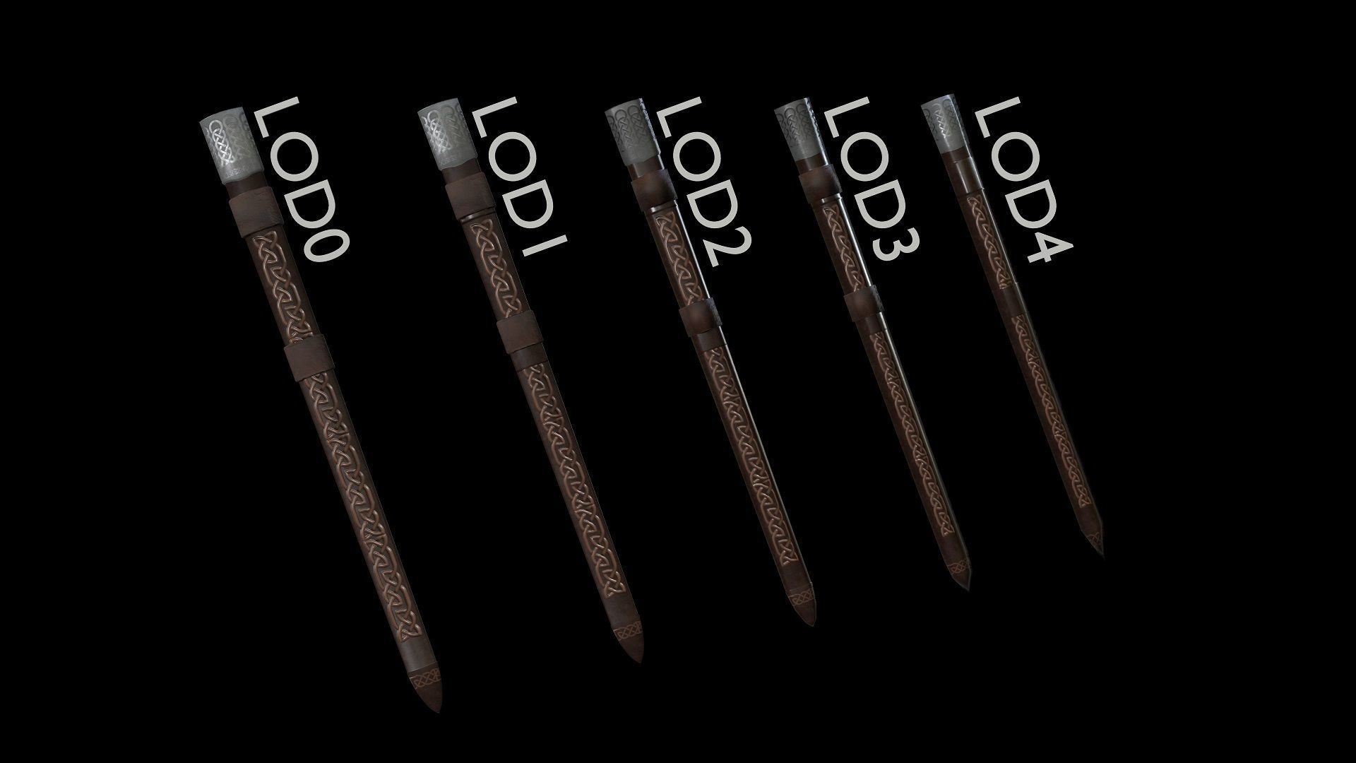 MODULAR MEDIEVAL SWORD Low-poly 3D model_11