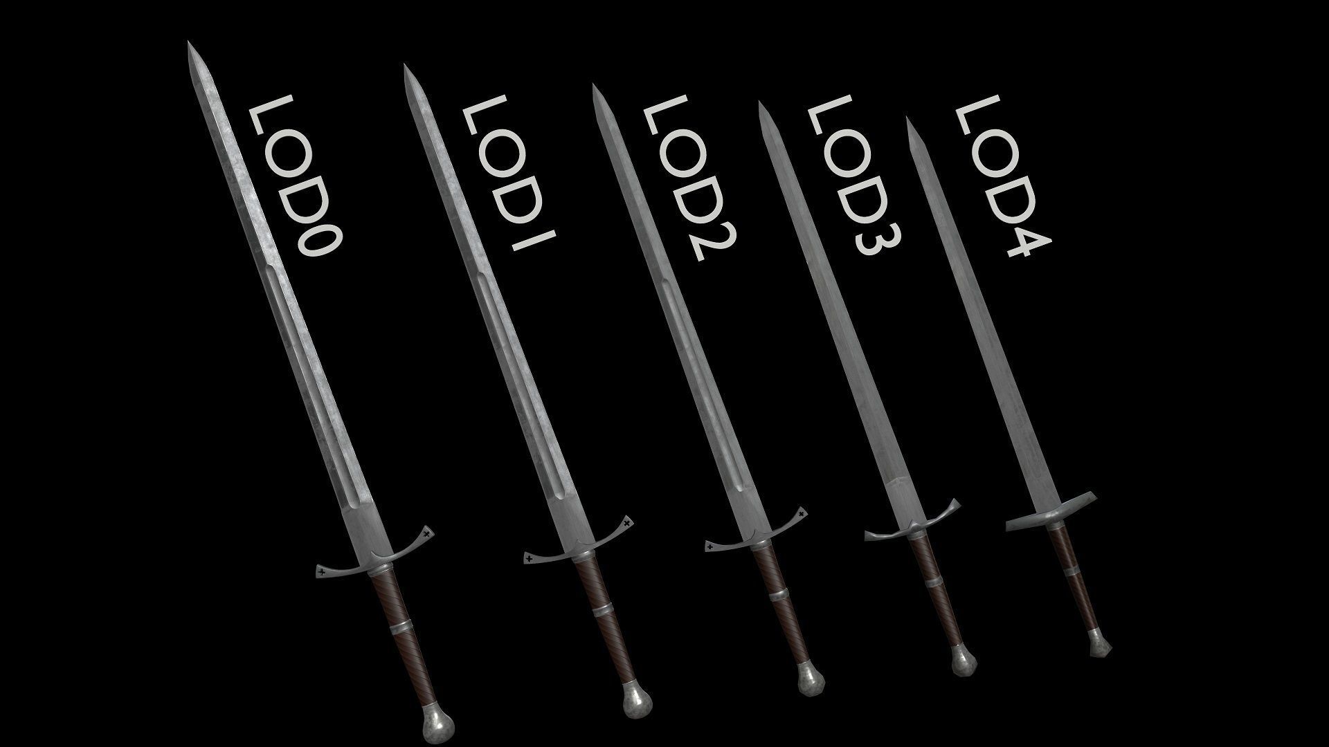 MODULAR MEDIEVAL SWORD Low-poly 3D model_7