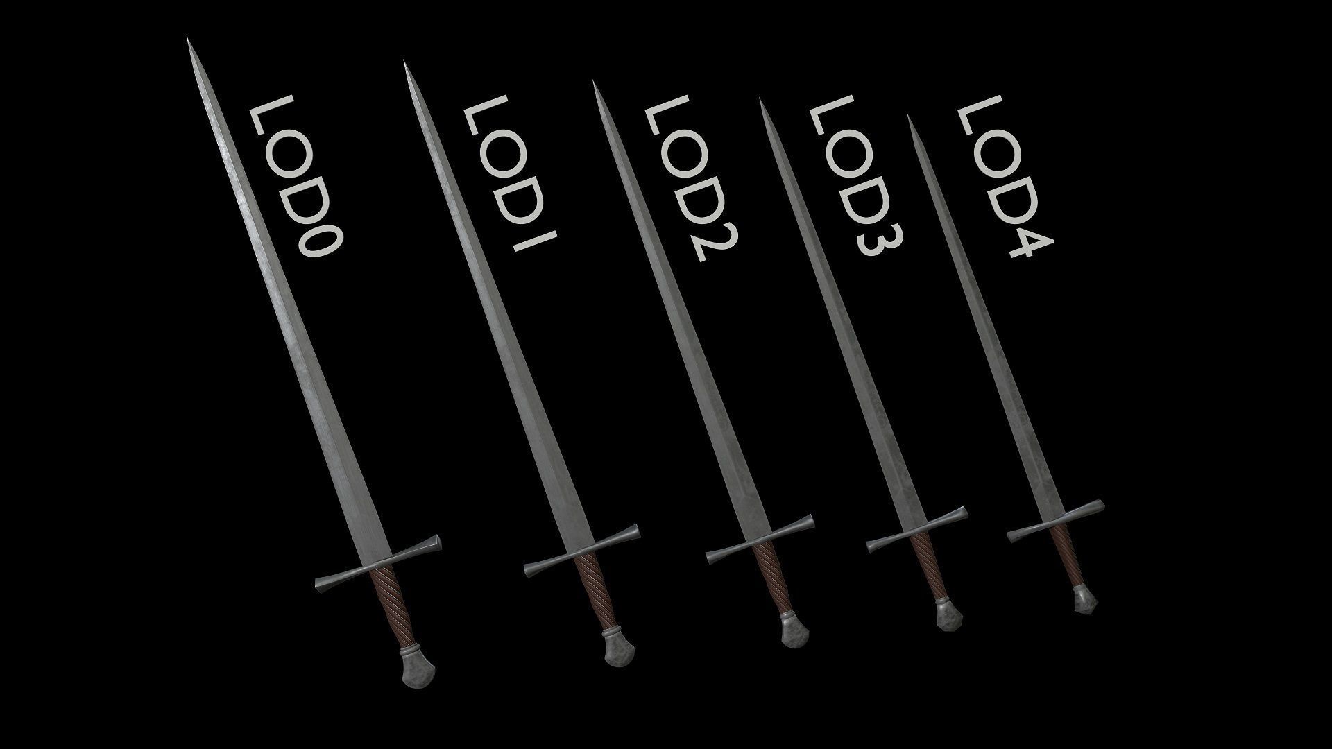 MODULAR MEDIEVAL SWORD Low-poly 3D model_3