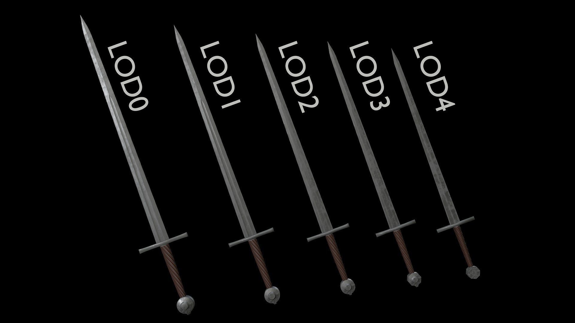 MODULAR MEDIEVAL SWORD Low-poly 3D model_2