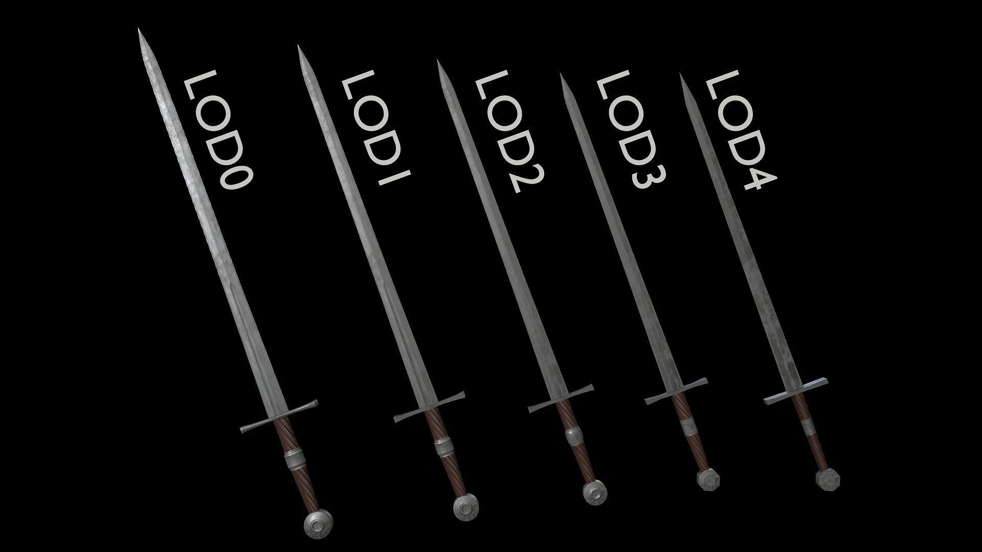 MODULAR MEDIEVAL SWORD Low-poly 3D model_4