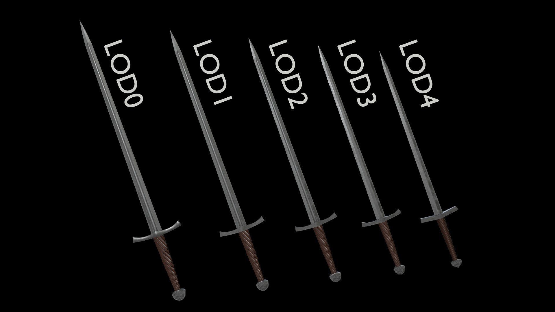 MODULAR MEDIEVAL SWORD Low-poly 3D model_5