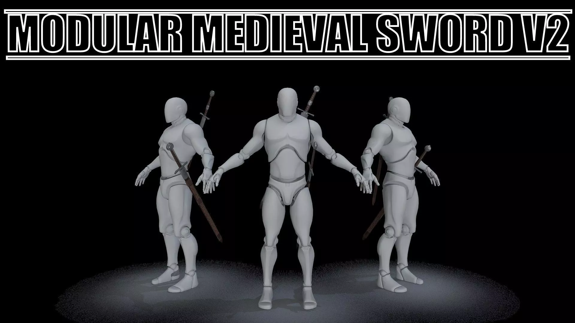 MODULAR MEDIEVAL SWORD Low-poly 3D model_0