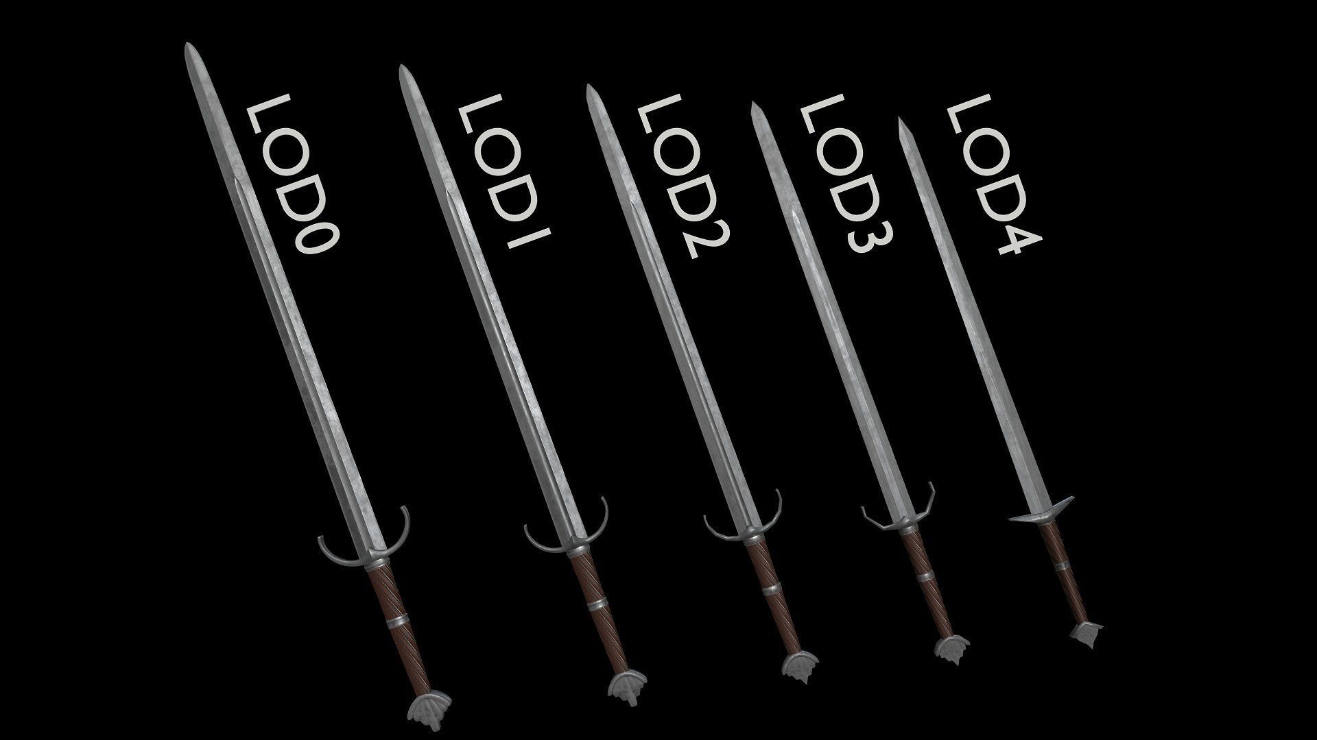 MODULAR MEDIEVAL SWORD Low-poly 3D model_6