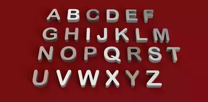 ARIAL ROUNDED font uppercase and lowercase 3D letters STL file