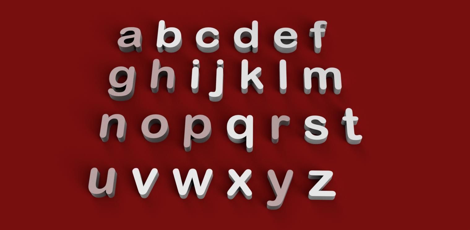 ARIAL ROUNDED font uppercase and lowercase 3D letters STL file 3D print model_1