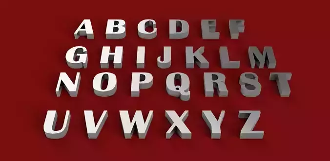 BRITANNIC BOLD font uppercase and lowercase 3D letters STL file 3D print model