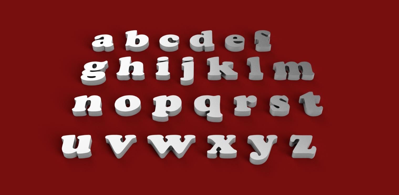 COPPER BLACK font uppercase and lowercase 3D letters STL file 3D print model_1