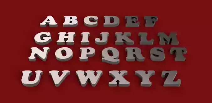 COPPER BLACK font uppercase and lowercase 3D letters STL file 3D print model