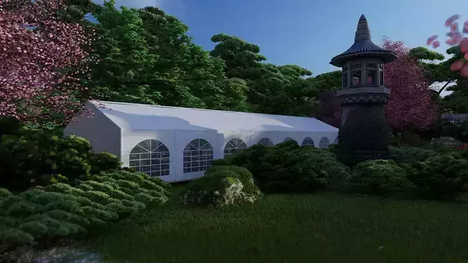 Marquee model tent with windows 3D model