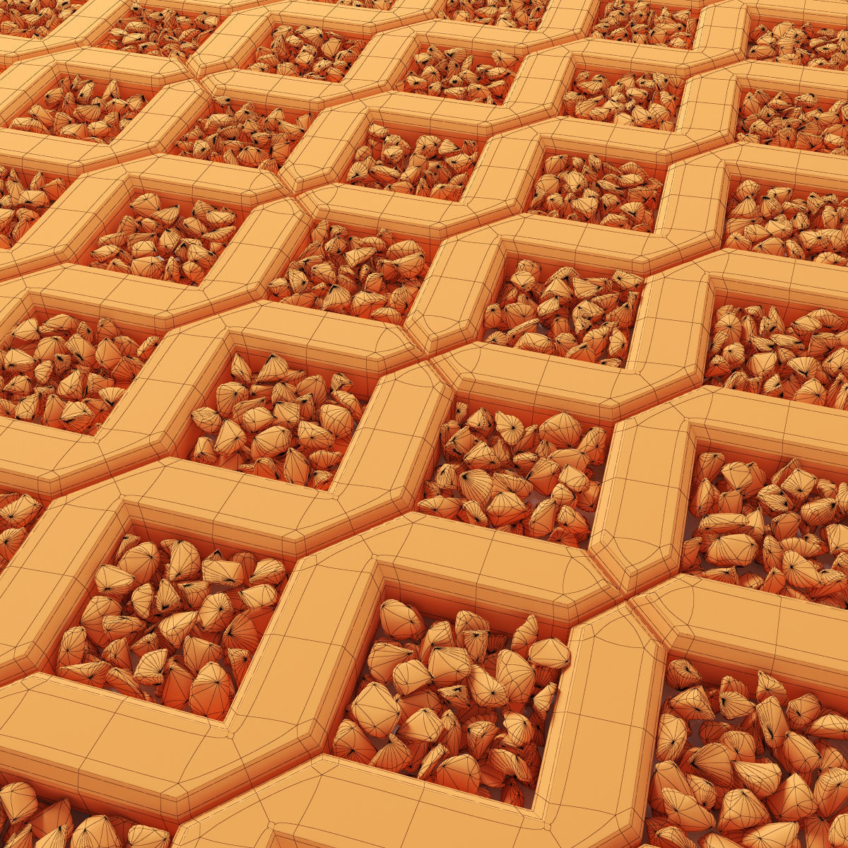 Paving pebble black 3D model_3