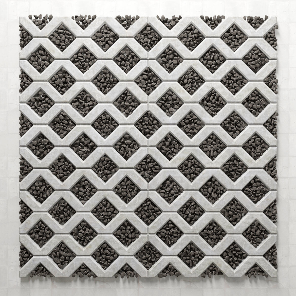 Paving pebble black 3D model_2