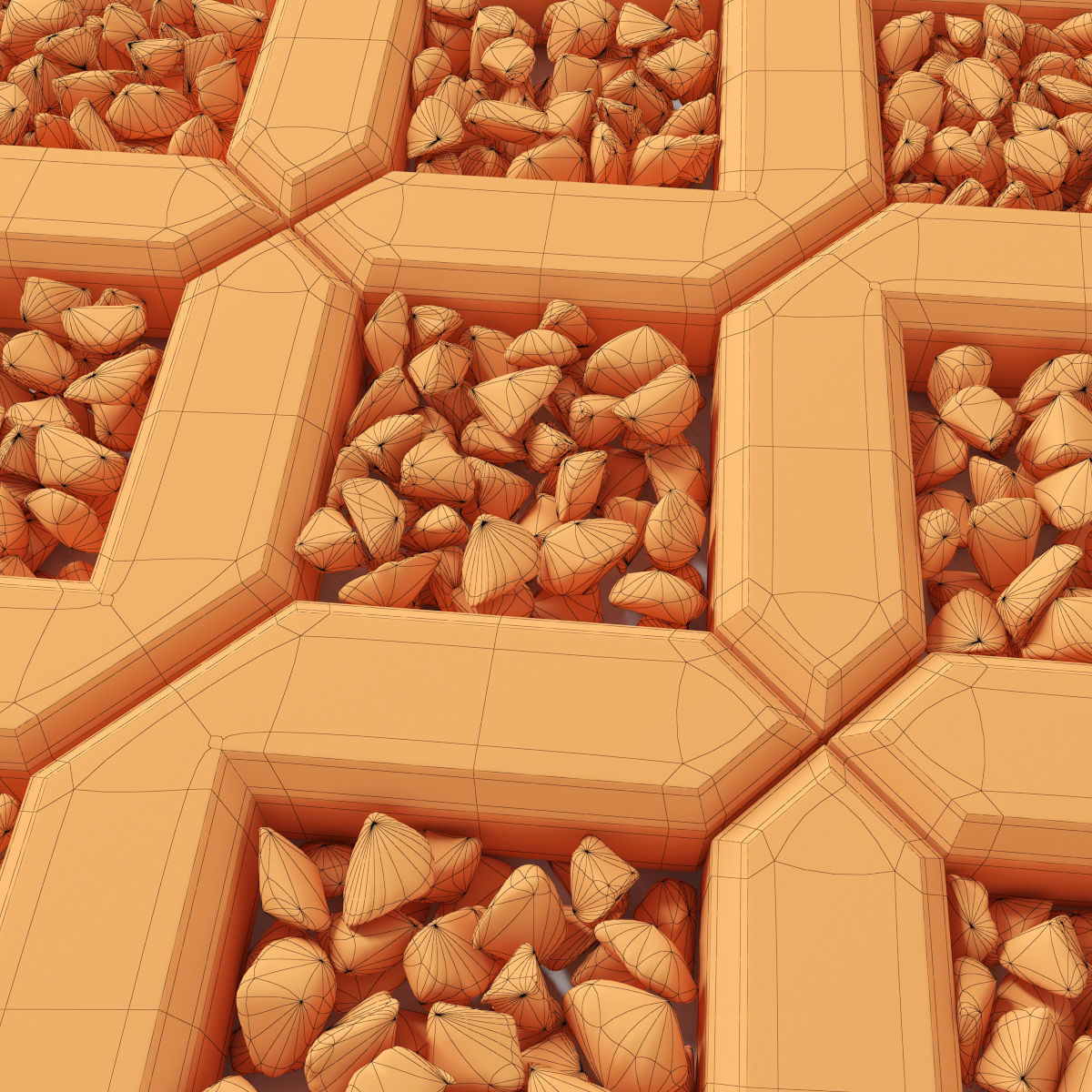 Paving pebble black 3D model_4