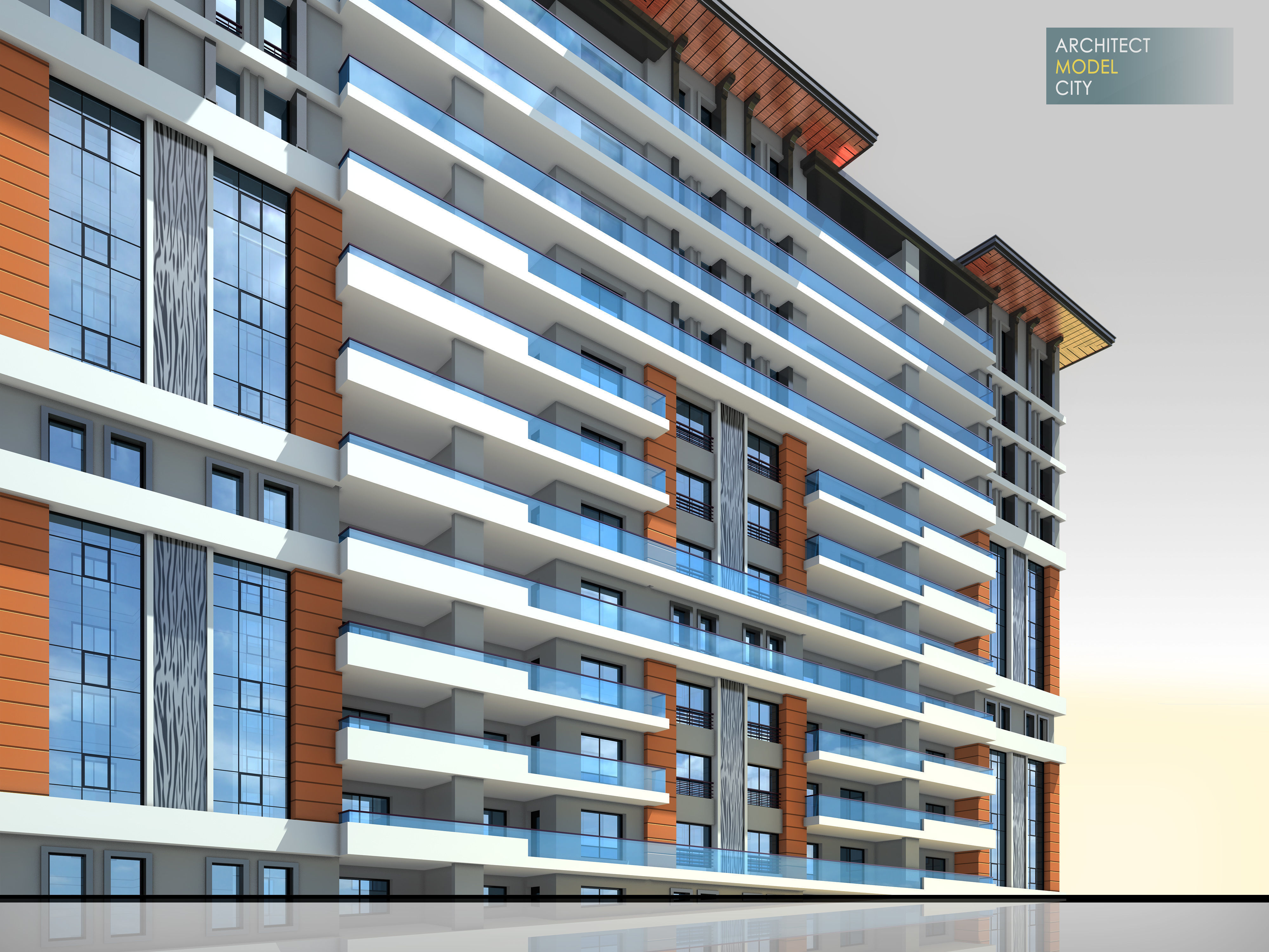 Huge Apartment Architectural 3d Model with Render Scene Low-poly 3D model_2