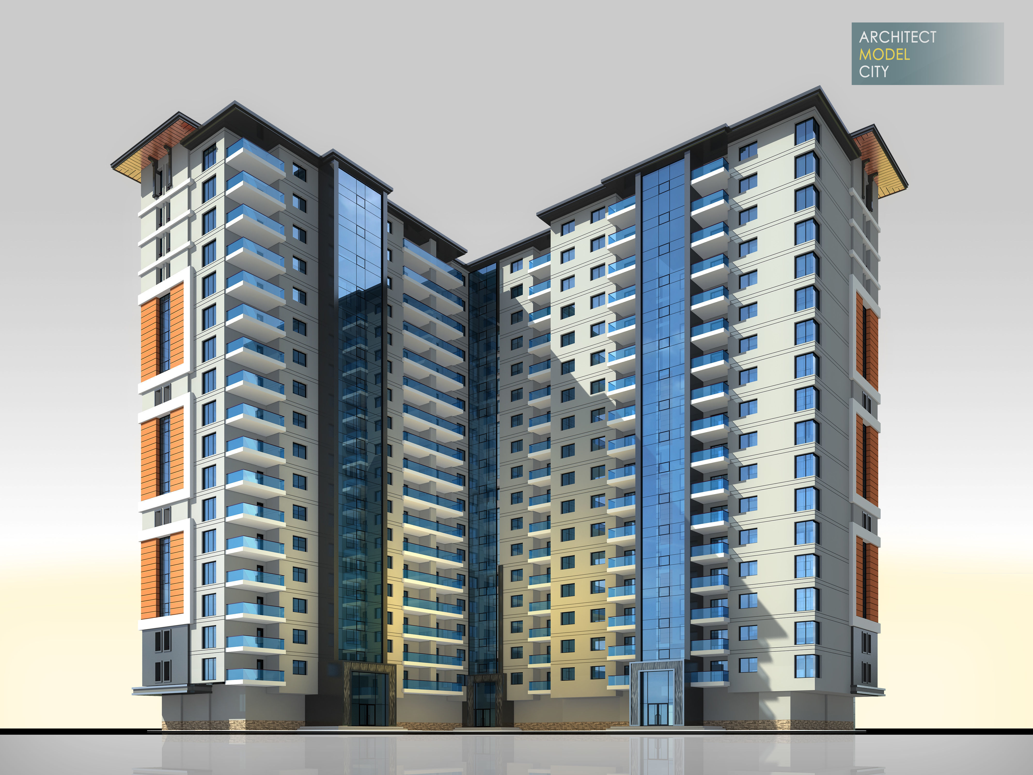 Huge Apartment Architectural 3d Model with Render Scene Low-poly 3D model_1